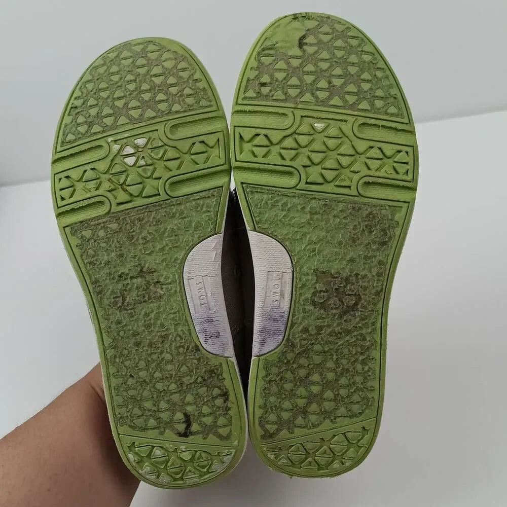 TOMS Del Rey Boys Gray Green Lace Up Canvas Sneakers Lightweight Comfy Size‎ 3